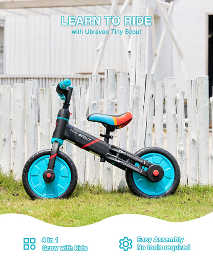 Tiny Scout Balance Bike 3 4 5 Years , 4-in-1 with Optional Support Wheels