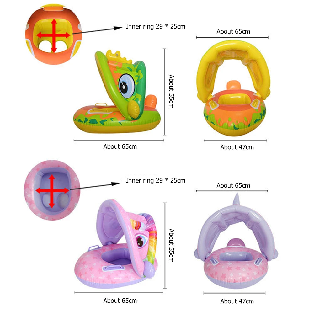 1/4pcs Baby Inflatable Swimming Rings Seat Floating Sunshade