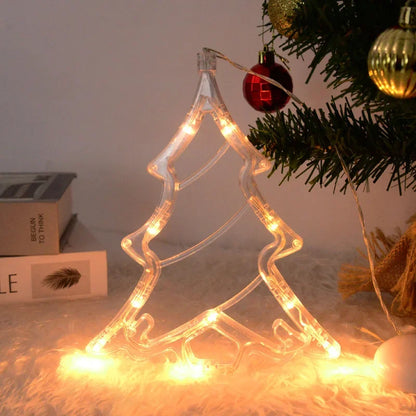 Christmas LED Light Snowflake Santa Deer Hanging Sucker Lamp
