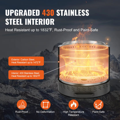 VEVOR Smokeless Fire Pit Stove Bonfire Wood Burning Fireplaces with
