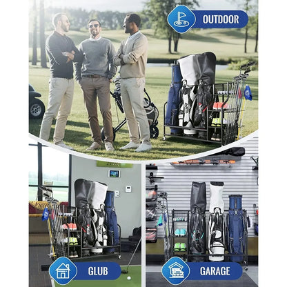 Golf Storage Garage Organizer, Golf Bag Storage Stand and Other Golfing Equipment Rack