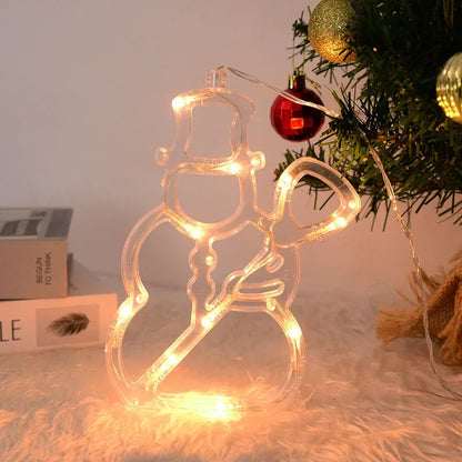 Christmas LED Light Snowflake Santa Deer Hanging Sucker Lamp