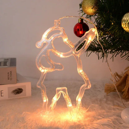 Christmas LED Light Snowflake Santa Deer Hanging Sucker Lamp