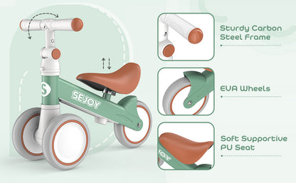 SEJOY Baby Balance Bike 4 Wheels Toddler Walker Bicycle