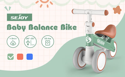 SEJOY Baby Balance Bike 4 Wheels Toddler Walker Bicycle