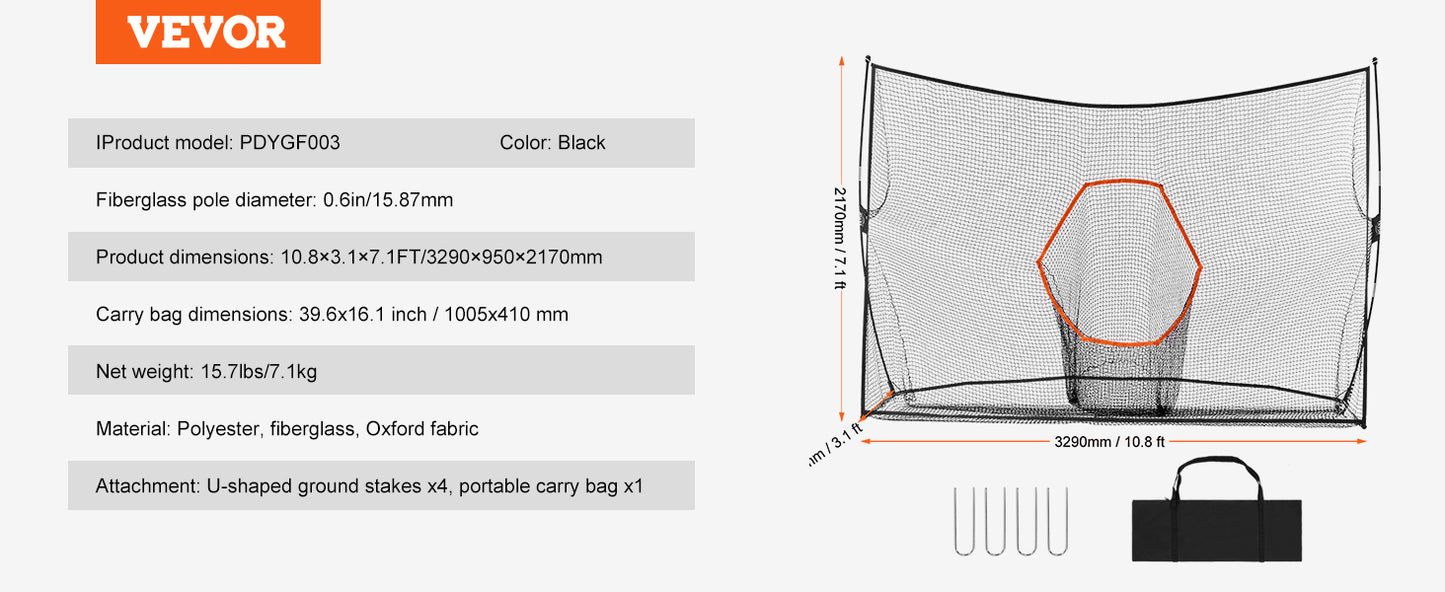 Golf Practice Hitting Net, Huge 10.8x7ft Golf Net,