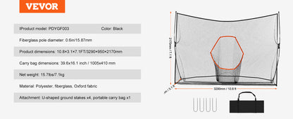 Golf Practice Hitting Net, Huge 10.8x7ft Golf Net,